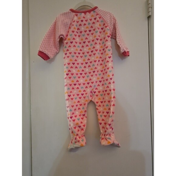 Carter’s Toddler Girls Pajamas 12 Month One Piece Fleece Hearts Polka Dots Pink - Picture 11 of 11